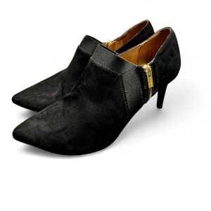 Calvin Klein Black Suede Gold Zip Jitar Leather Stiletto Heels